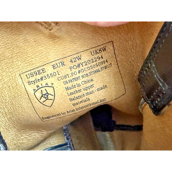 VINTAGE ARIAT 35501 Heritage Roper Black Leather Cowboy Western Mens Boot 9 EE - Picture 11 of 16